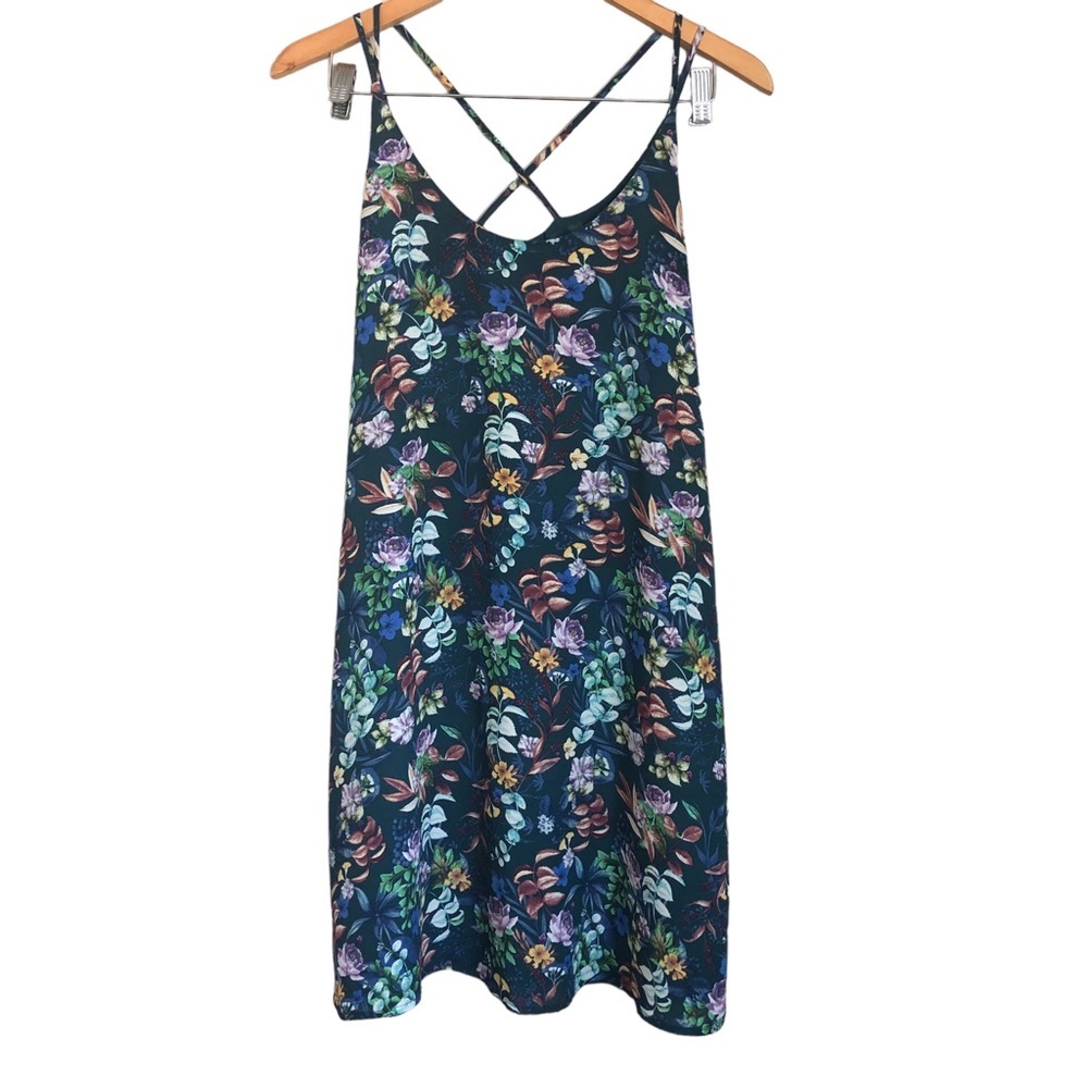 Eliane Rose Floral Fauna Strappy Tank Mini Dress Lined Green Multicolor Size 6